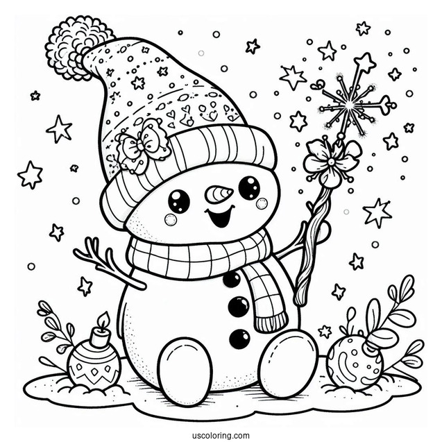 Magical Looking Young Snowman To Color