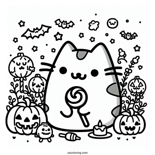 Halloween Themed Pusheen To Color