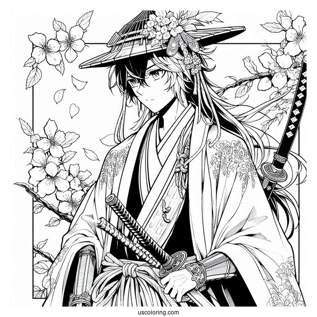 Manga Coloring Page Of The Elusive Samurai