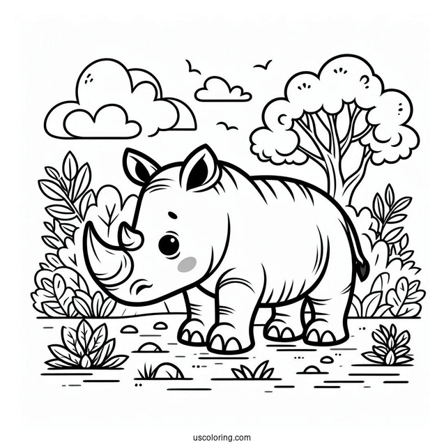 Rhino Coloring Page For Preschoolers