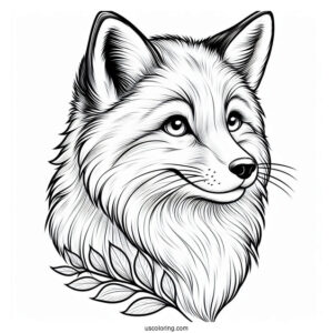 Smiling Realistic Fox Coloring Page