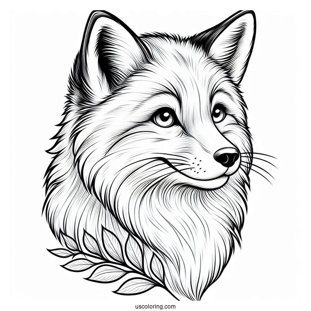 Smiling Realistic Fox Coloring Page