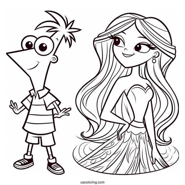 Phineas And Ferb Coloring Page Of Easy Isabella For Kids