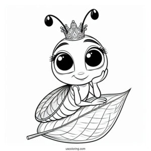 Pixar Coloring Page of Princess Atta, Flik, Heimlich, And Dot Bug s Life