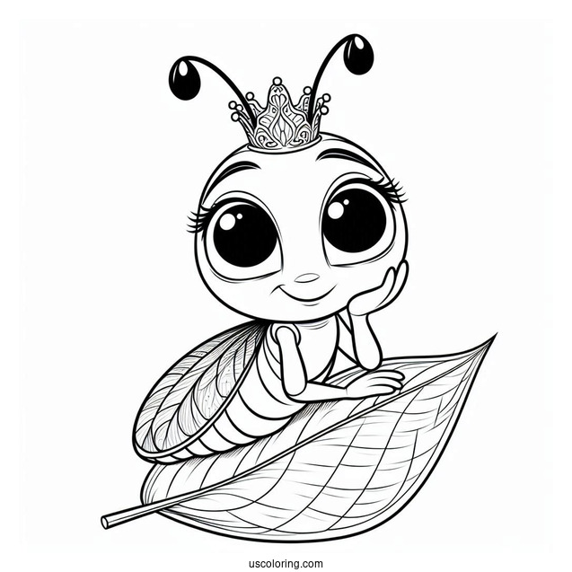 Pixar Coloring Page of Princess Atta, Flik, Heimlich, And Dot Bug s Life