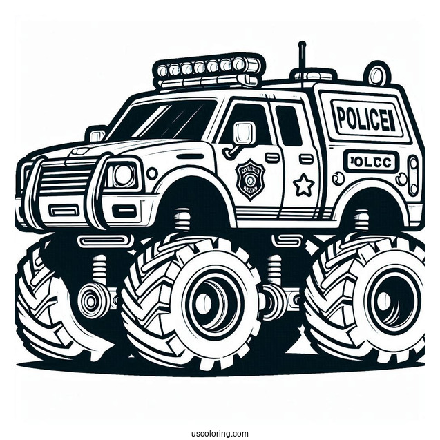 Police Monster Truck Coloring Page For Kids