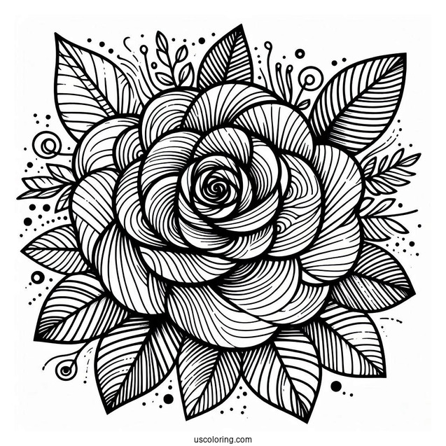 Abstract Rose Drawing To Color