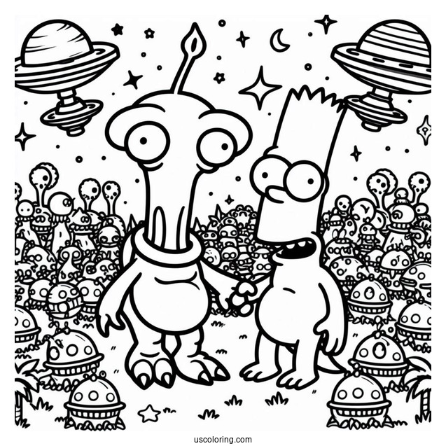 Simpsons Coloring Pages Of Kang And Kodos Simpsons Alien