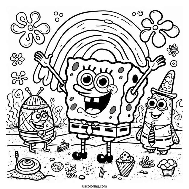 Easy SpongeBob SquarePants Coloring Page For Kids