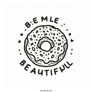 Simple Outline Of Donut With Text To Color