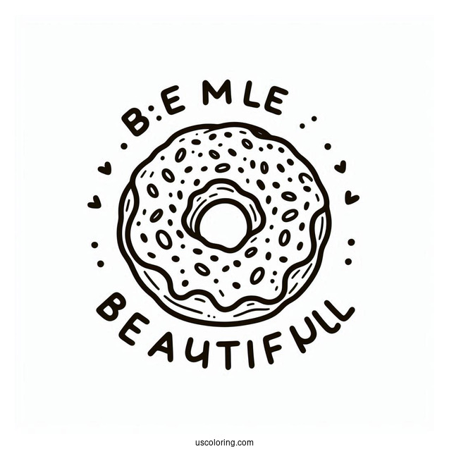 Simple Outline Of Donut With Text To Color
