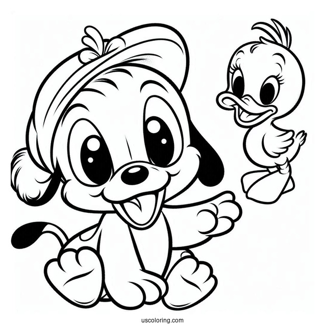 Baby Pluto Coloring Page With Baby Donald Duck
