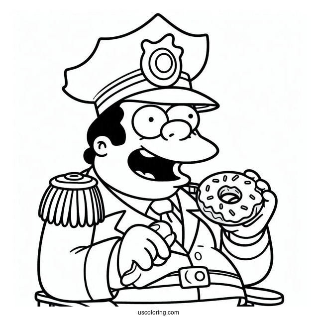 Simpsons Coloring Pages Of Chief Wiggum Eating A Donut