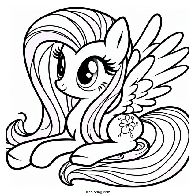 Simple Outline of Fluttershy to Color