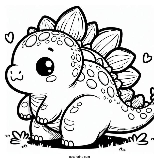 Kawaii Chibi Stegosaurus Coloring Page For Preschoolers