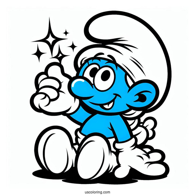 Easy Outline Of Gutsy Smurf