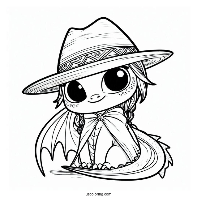 Easy Raya And The Last Dragon Coloring Page Outline With Her Hat And Cape For Kids