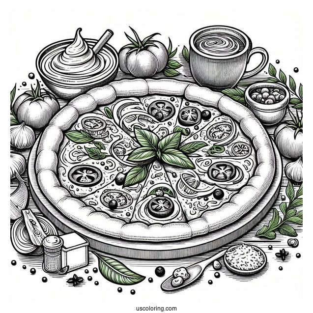 Deep Pan American Pizza Coloring Page