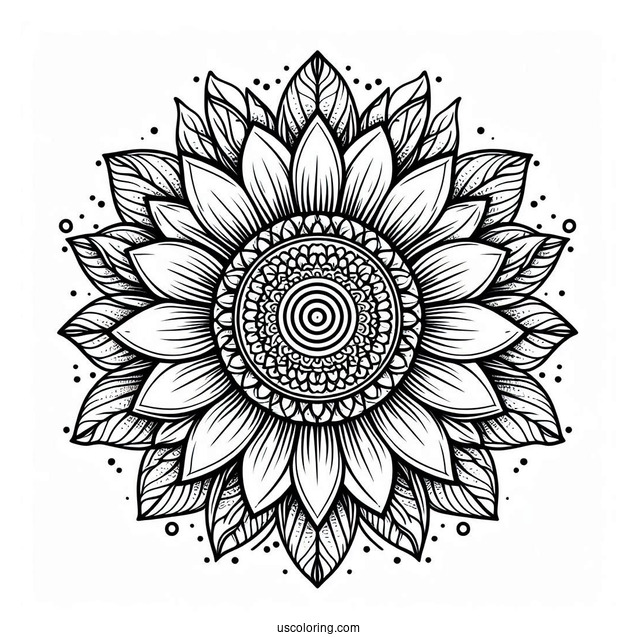 Detailed Sunflower Mandala Coloring Page