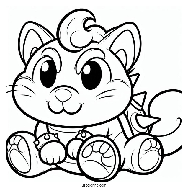 Cat Meowser Coloring Page