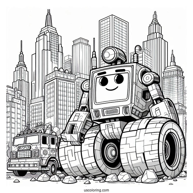Detailed Rescue Bots Coloring Page Of Boulder In The City