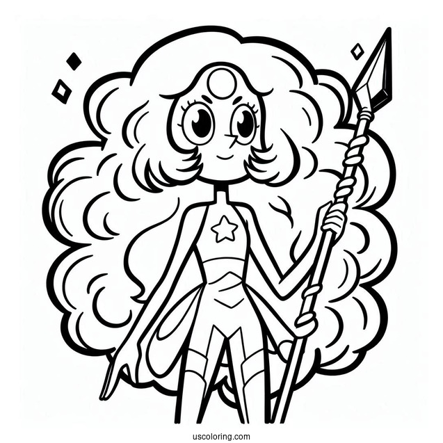 Steven Universe Coloring Page Of Simple Pearl Holding Spear