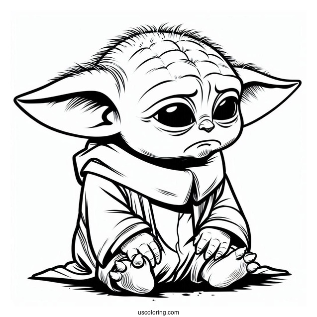 Upset Baby Yoda To Color