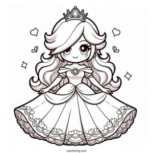 Easy Rosalina Coloring Page In Wedding Dress