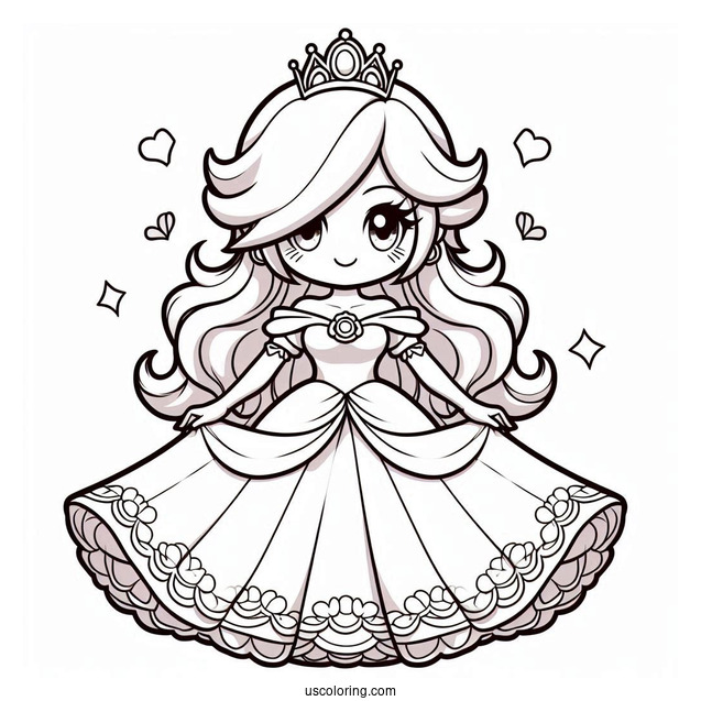 Easy Rosalina Coloring Page In Wedding Dress