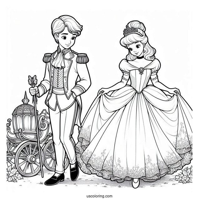 Cinderella And Grand Duke Coloring Picture