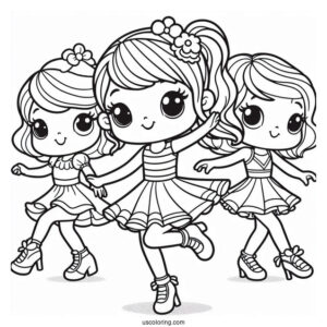 Polly Pocket Coloring Page Dancing With Friends