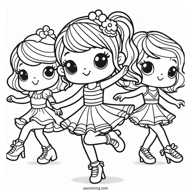 Polly Pocket Coloring Page Dancing With Friends