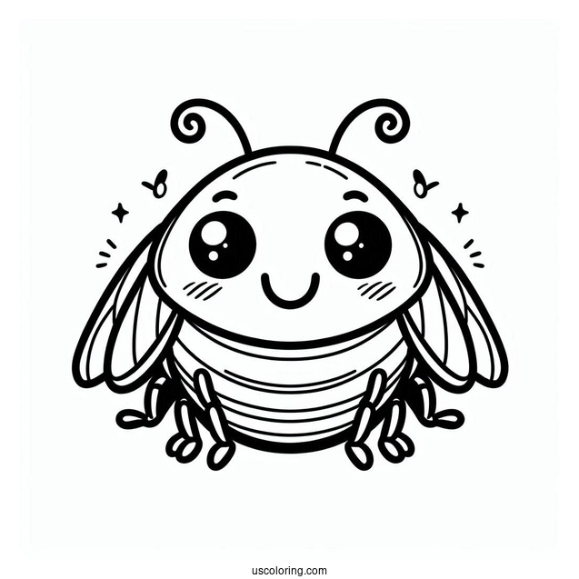Smiling Beetle Coloring Page For Kids