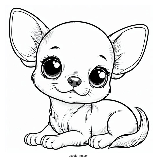 Cute Baby Chihuahua Coloring Page For Preschoolers