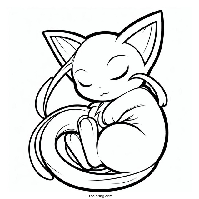 Mew Coloring Page Cuddling With Eevee