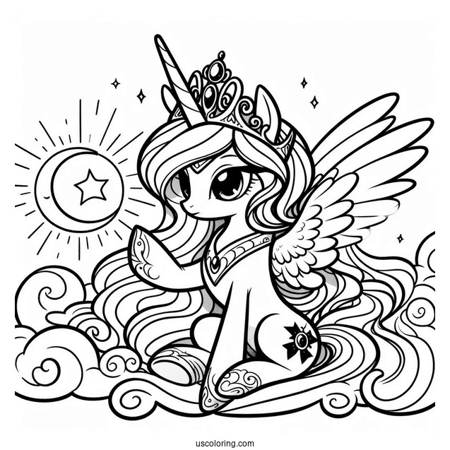 Young Princess Celestia Coloring Page And Princess Luna Playing