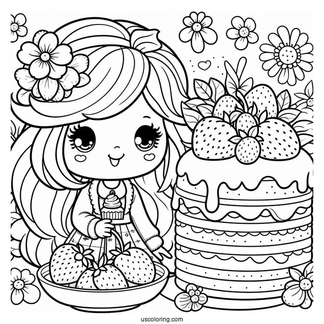 Strawberry Shortcake Coloring Page With Orange Blossom And Crepe
