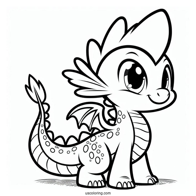 Coloring Sheet of Spike the Dragon for Preschoolers