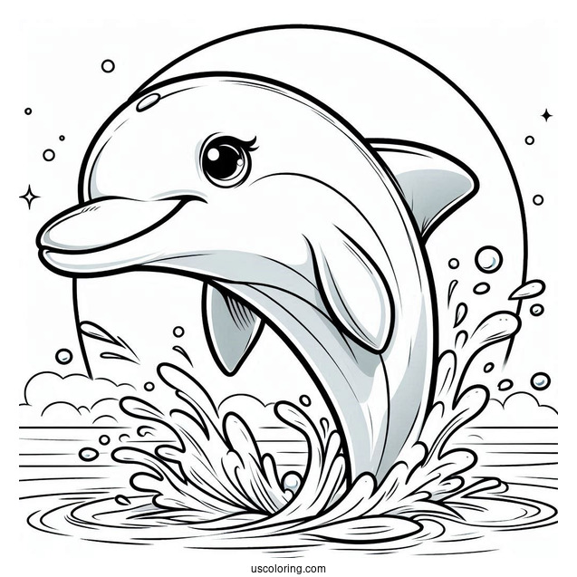 Smiling Dolphin Splashing In Water