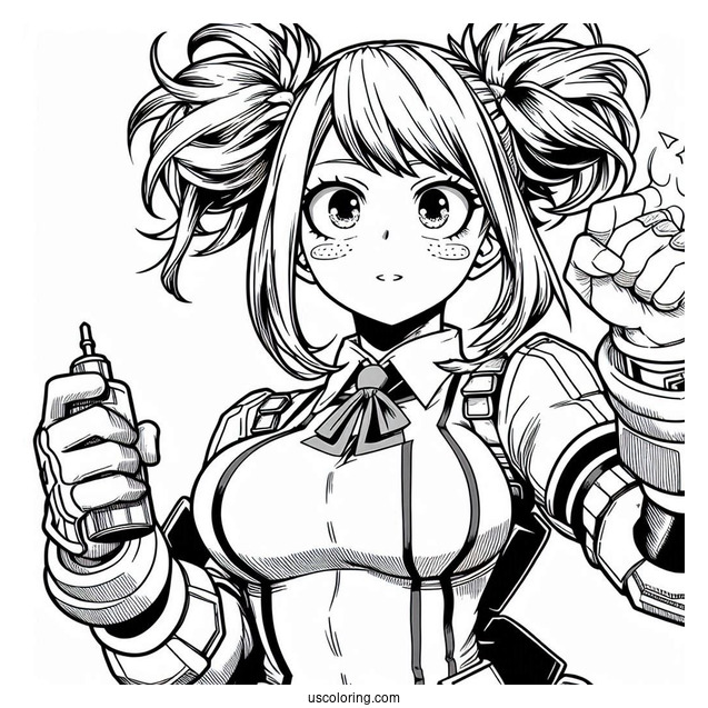 My Hero Academia Coloring Page Of Himiko Toga In Battle