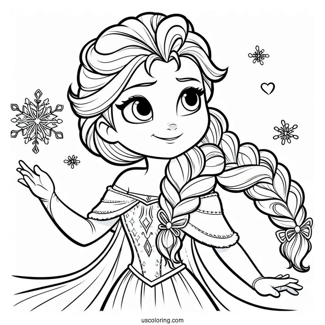 Cartoon Elsa Coloring Page For Preschoolers