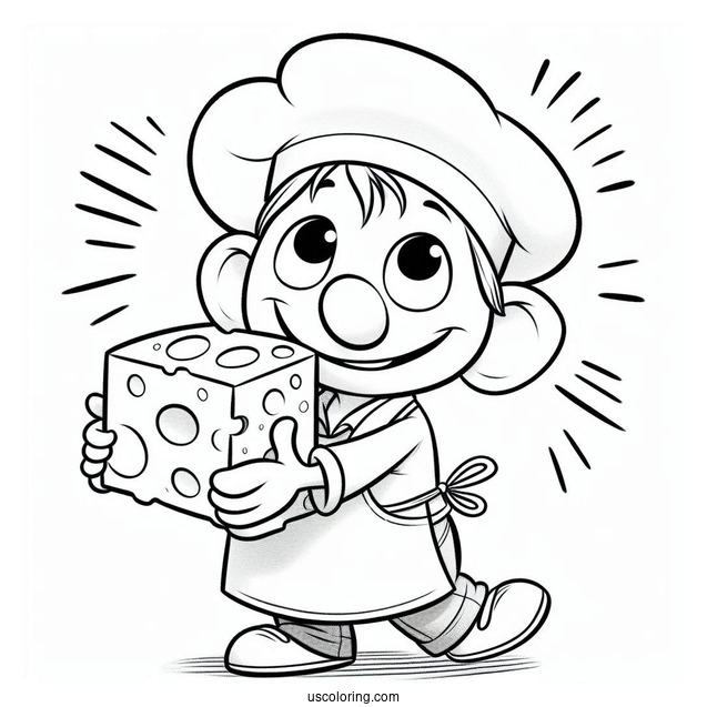 Ratatouille Coloring Page Of Happy Emile Holding A Chunk Of Cheese