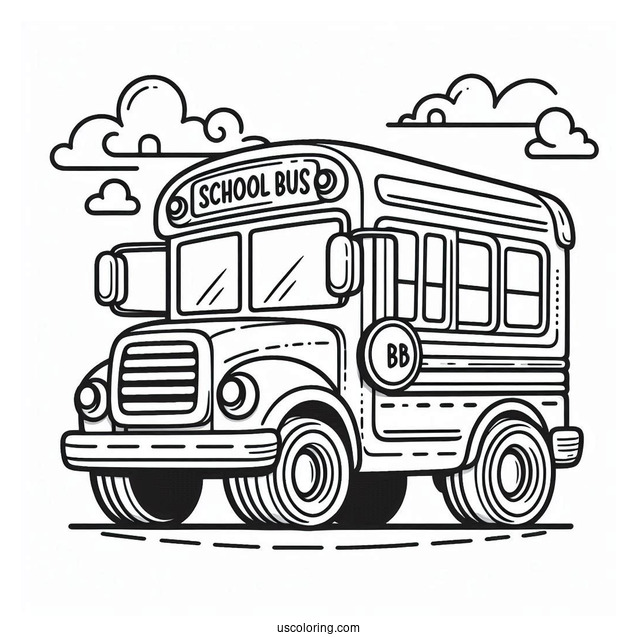 Small School Bus Coloring Page Outline For Preschoolers