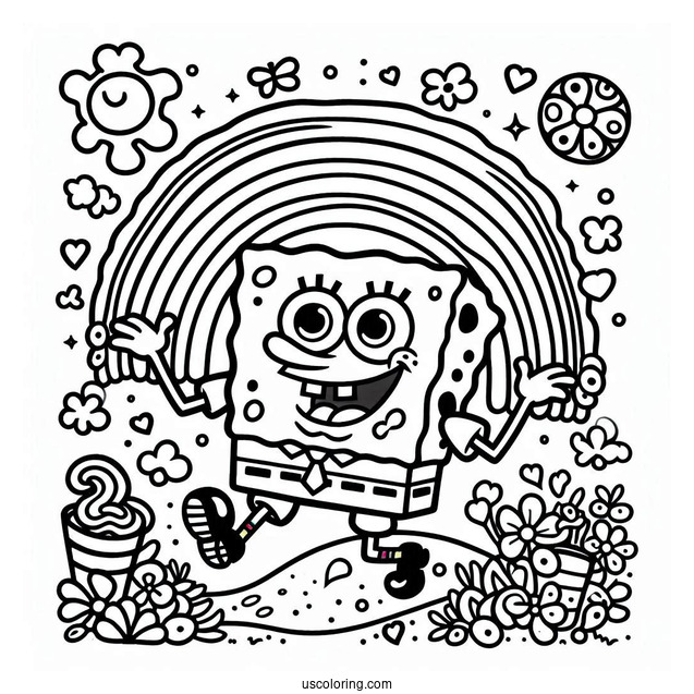 SpongeBob Squarepants Rainbow To Color