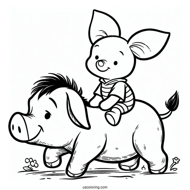 Piglet Coloring Page And Winnie The Pooh Riding On Eeyore