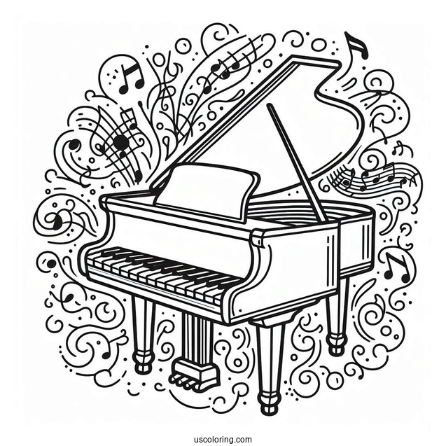 Music Coloring Page Of Easy Grand Piano Outline