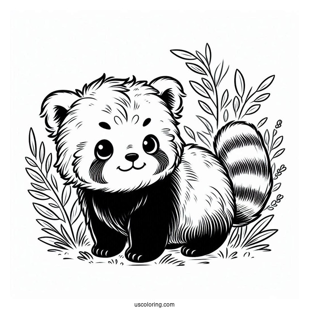 Cute Baby Red Panda In Grass