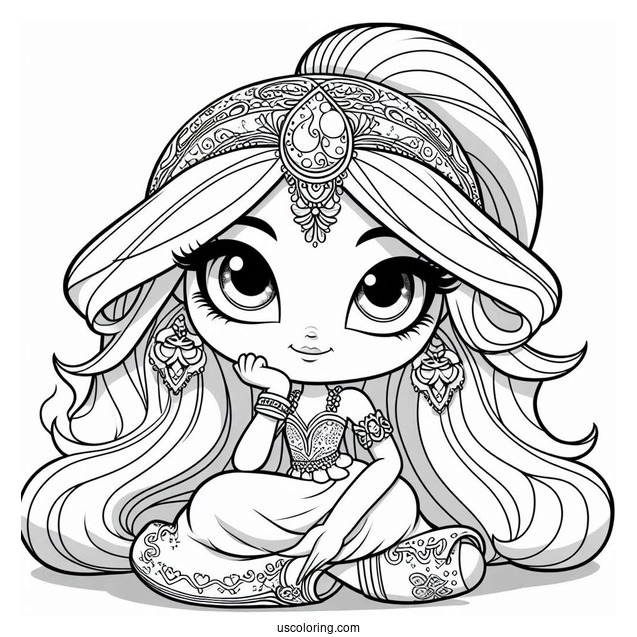 Shimmer And Shine Coloring Page Of Pretty Nahal Sitting