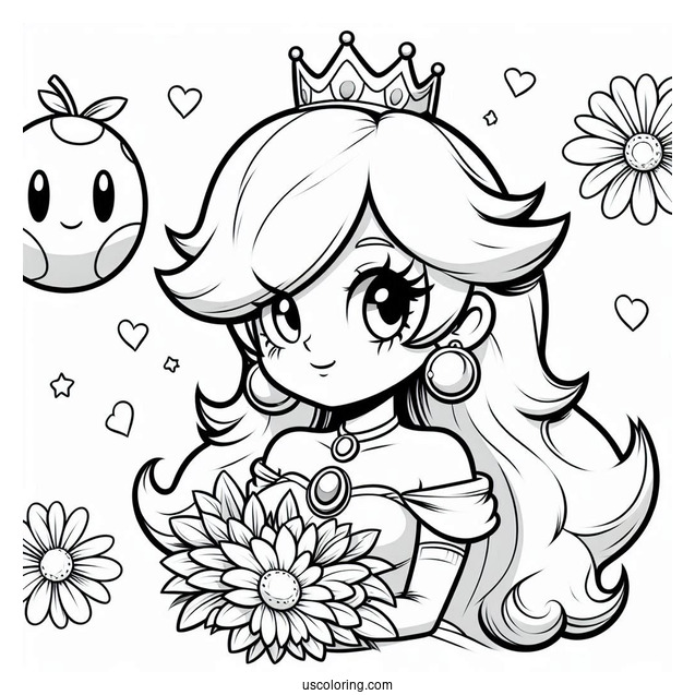 Princess Rosalina Coloring Page With Peach, And Daisy