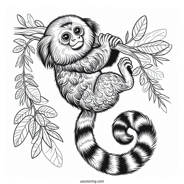 Mauro The Marmoset Hanging From A Branch